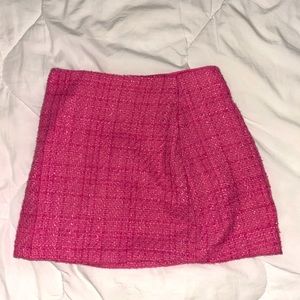 pink glitter tweed skirt